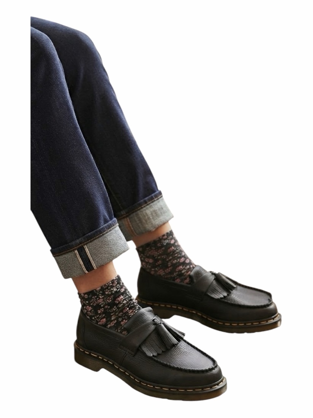 Dr. Martens Adrian Black Leather Tassel Kiltie Loafers  / Men's 9 / Women 10